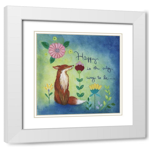 Happy Fox White Modern Wood Framed Art Print with Double Matting by Tava Studios