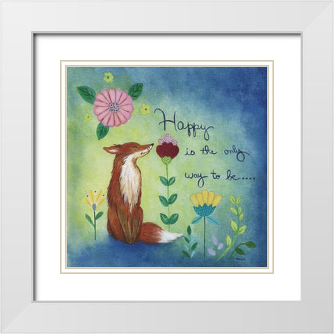 Happy Fox White Modern Wood Framed Art Print with Double Matting by Tava Studios