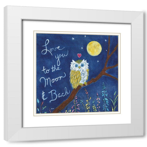 Love You Owl White Modern Wood Framed Art Print with Double Matting by Tava Studios