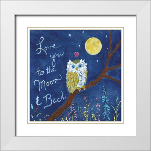Love You Owl White Modern Wood Framed Art Print with Double Matting by Tava Studios