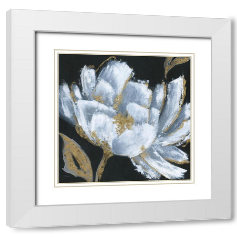 Midnight Bloom White Modern Wood Framed Art Print with Double Matting by Tava Studios
