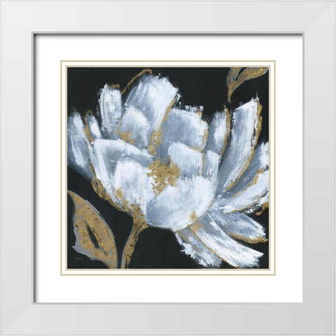 Midnight Bloom White Modern Wood Framed Art Print with Double Matting by Tava Studios