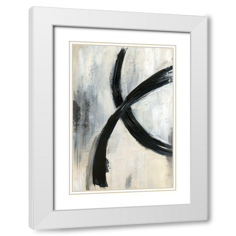 Abstract Rings I White Modern Wood Framed Art Print with Double Matting by Nan