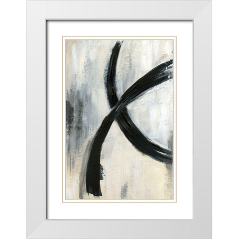 Abstract Rings I White Modern Wood Framed Art Print with Double Matting by Nan