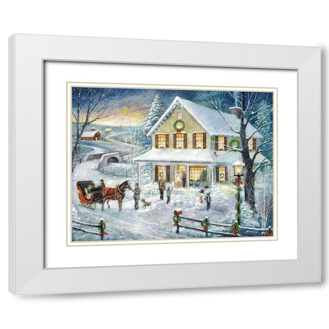 Christmas Visit White Modern Wood Framed Art Print with Double Matting by Manning, Ruane