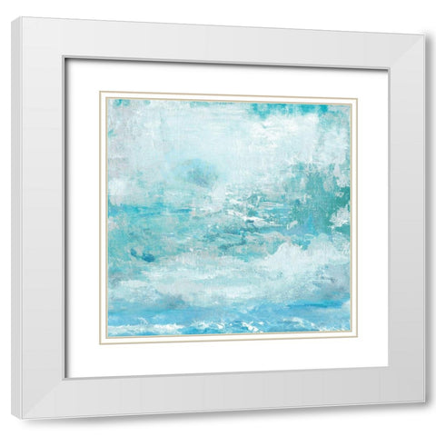 Aqua Skies White Modern Wood Framed Art Print with Double Matting by Tava Studios