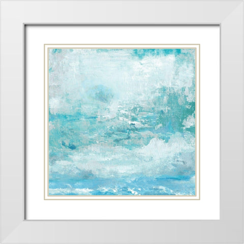 Aqua Skies White Modern Wood Framed Art Print with Double Matting by Tava Studios