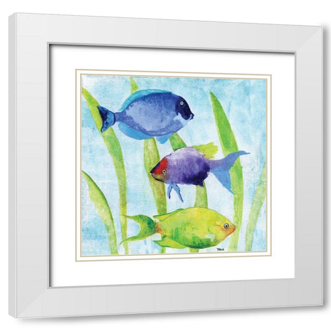 Iridescent Fish I White Modern Wood Framed Art Print with Double Matting by Tava Studios