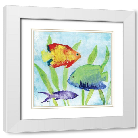 Iridescent Fish II White Modern Wood Framed Art Print with Double Matting by Tava Studios