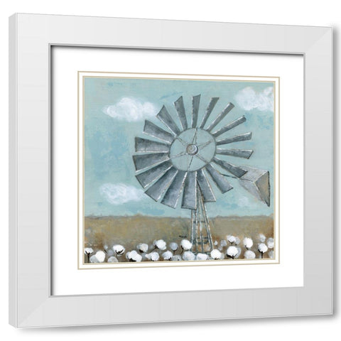 Mill Creek Farm Windmill White Modern Wood Framed Art Print with Double Matting by Tava Studios