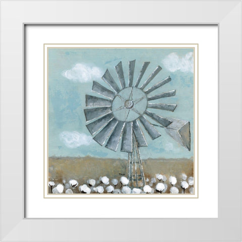 Mill Creek Farm Windmill White Modern Wood Framed Art Print with Double Matting by Tava Studios