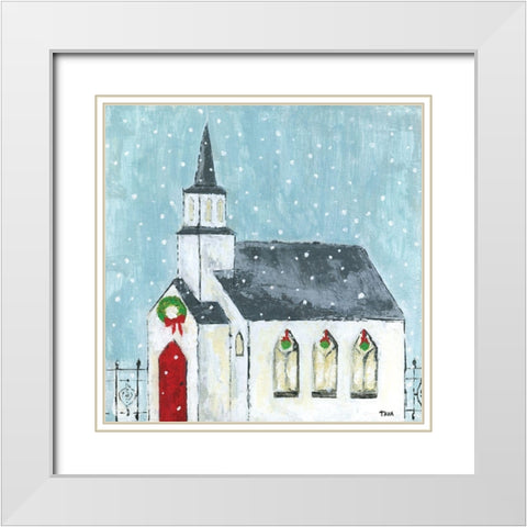 Christmas Night White Modern Wood Framed Art Print with Double Matting by Tava Studios