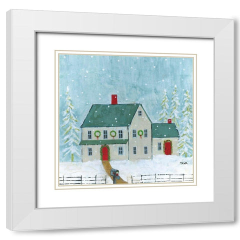 Home For Christmas White Modern Wood Framed Art Print with Double Matting by Tava Studios