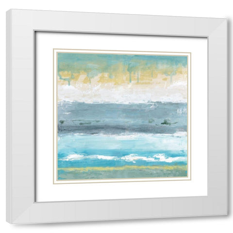 Ocean Tides White Modern Wood Framed Art Print with Double Matting by Tava Studios