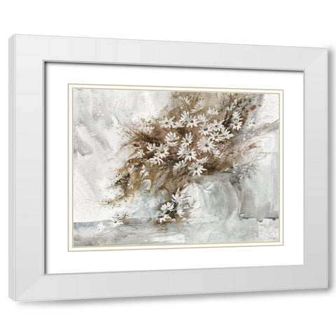 Daisy White Modern Wood Framed Art Print with Double Matting by Bjorkland, George