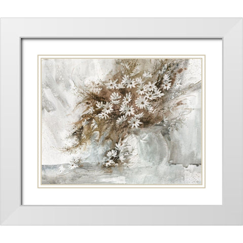 Daisy White Modern Wood Framed Art Print with Double Matting by Bjorkland, George
