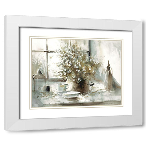 Daisy Still White Modern Wood Framed Art Print with Double Matting by Bjorkland, George