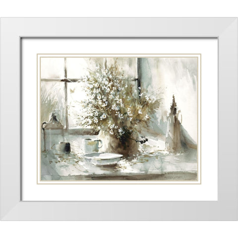 Daisy Still White Modern Wood Framed Art Print with Double Matting by Bjorkland, George