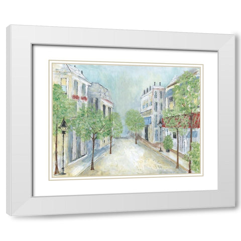 Springtime Stroll White Modern Wood Framed Art Print with Double Matting by Tava Studios