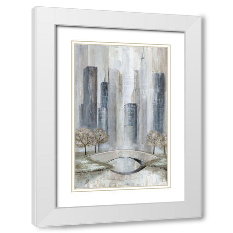 Central Park White Modern Wood Framed Art Print with Double Matting by Tava Studios