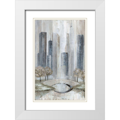 Central Park White Modern Wood Framed Art Print with Double Matting by Tava Studios