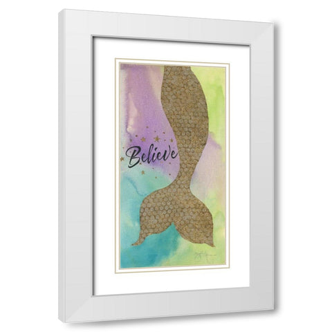 Mermaid Believe White Modern Wood Framed Art Print with Double Matting by Tava Studios
