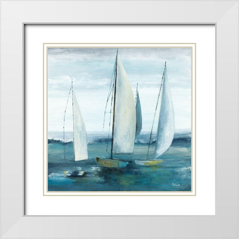 Out To Sea White Modern Wood Framed Art Print with Double Matting by Tava Studios