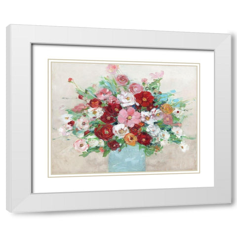 Confetti Flowers White Modern Wood Framed Art Print with Double Matting by Swatland, Sally