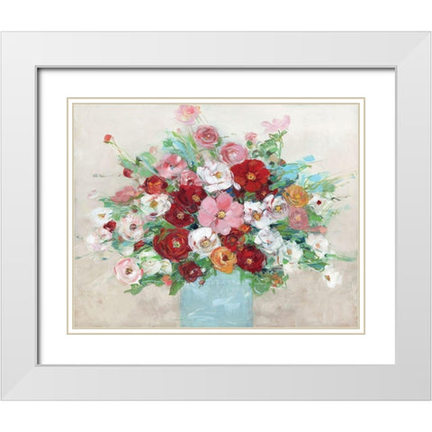 Confetti Flowers White Modern Wood Framed Art Print with Double Matting by Swatland, Sally