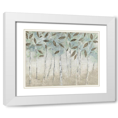 Rain Soft Woods White Modern Wood Framed Art Print with Double Matting by Tava Studios