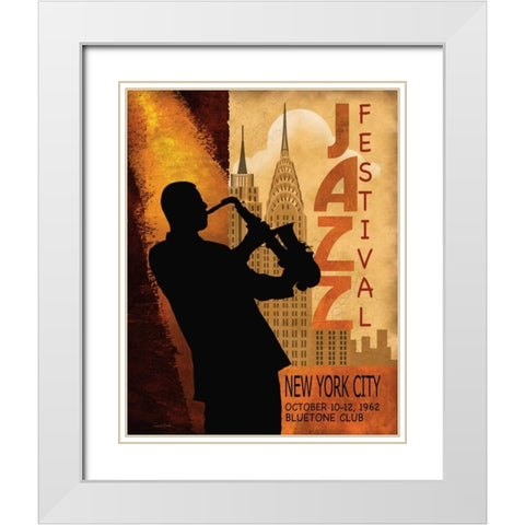 1962 Jazz in New York White Modern Wood Framed Art Print with Double Matting by Knutsen, Conrad