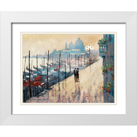 Venice Encounter White Modern Wood Framed Art Print with Double Matting by Orme, E. Anthony