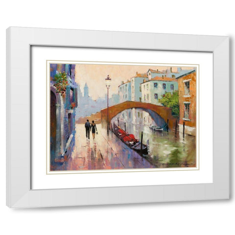 Venice Twilight White Modern Wood Framed Art Print with Double Matting by Orme, E. Anthony