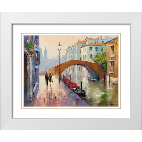 Venice Twilight White Modern Wood Framed Art Print with Double Matting by Orme, E. Anthony