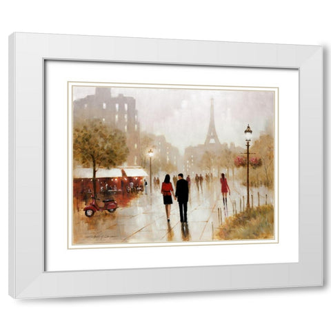 Romantic Stroll White Modern Wood Framed Art Print with Double Matting by Orme, E. Anthony