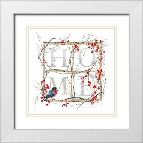 Home Bird Wreath White Modern Wood Framed Art Print with Double Matting by Tava Studios