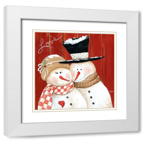Frosty Love White Modern Wood Framed Art Print with Double Matting by Tava Studios