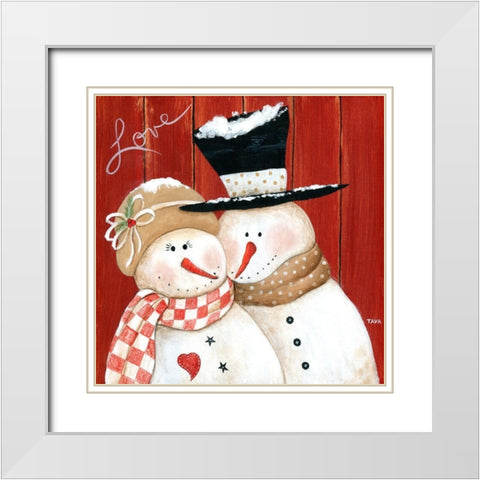 Frosty Love White Modern Wood Framed Art Print with Double Matting by Tava Studios
