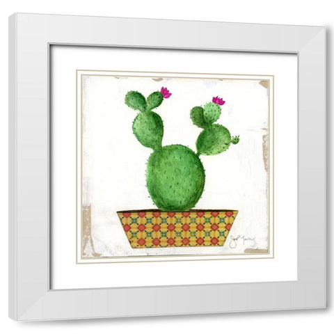 Boho Cacti I White Modern Wood Framed Art Print with Double Matting by Tava Studios