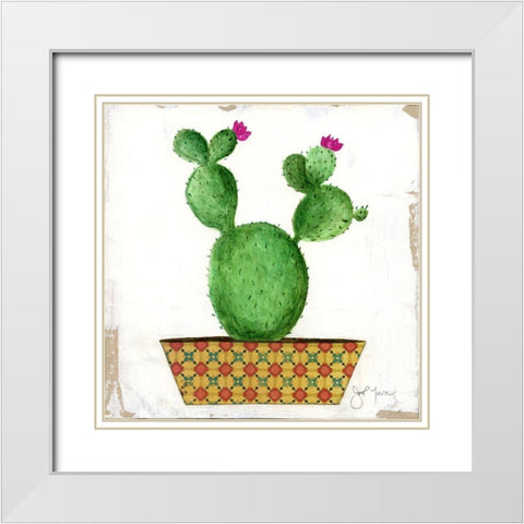 Boho Cacti I White Modern Wood Framed Art Print with Double Matting by Tava Studios