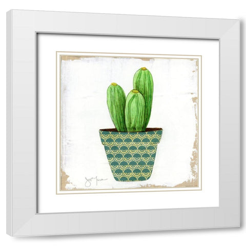 Boho Cacti II White Modern Wood Framed Art Print with Double Matting by Tava Studios