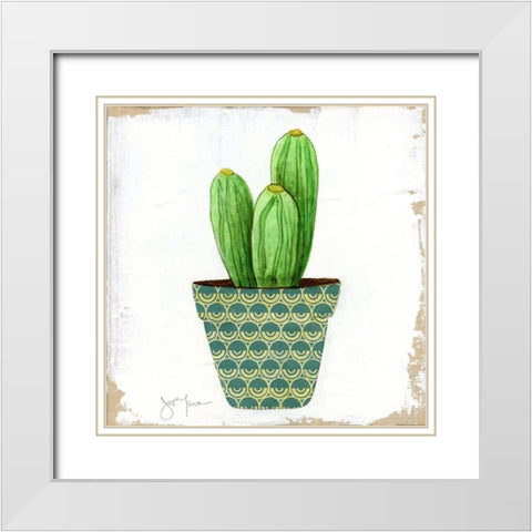Boho Cacti II White Modern Wood Framed Art Print with Double Matting by Tava Studios