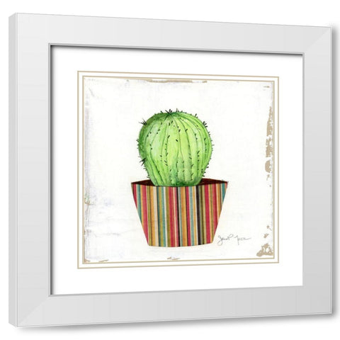 Boho Cacti III White Modern Wood Framed Art Print with Double Matting by Tava Studios
