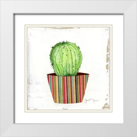 Boho Cacti III White Modern Wood Framed Art Print with Double Matting by Tava Studios