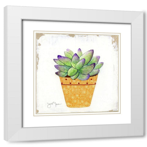 Boho Cacti IV White Modern Wood Framed Art Print with Double Matting by Tava Studios
