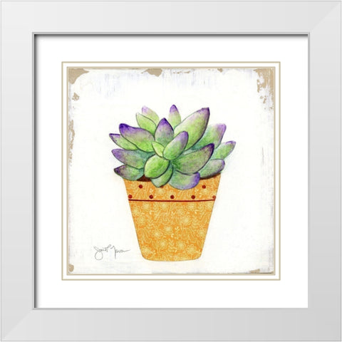 Boho Cacti IV White Modern Wood Framed Art Print with Double Matting by Tava Studios