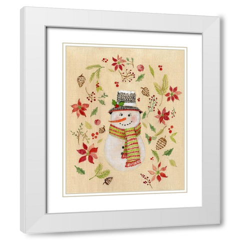 Holly Days Snowlady White Modern Wood Framed Art Print with Double Matting by Tava Studios