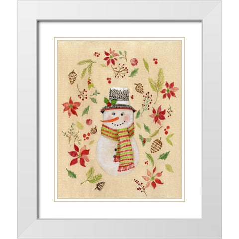 Holly Days Snowlady White Modern Wood Framed Art Print with Double Matting by Tava Studios