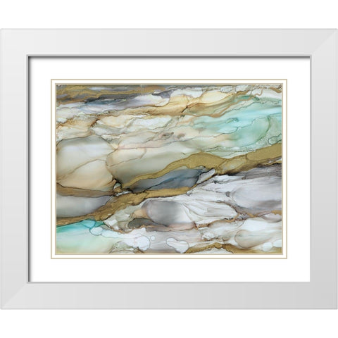 Marbled Glass II White Modern Wood Framed Art Print with Double Matting by Robinson, Carol