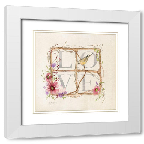 Spring Love White Modern Wood Framed Art Print with Double Matting by Tava Studios